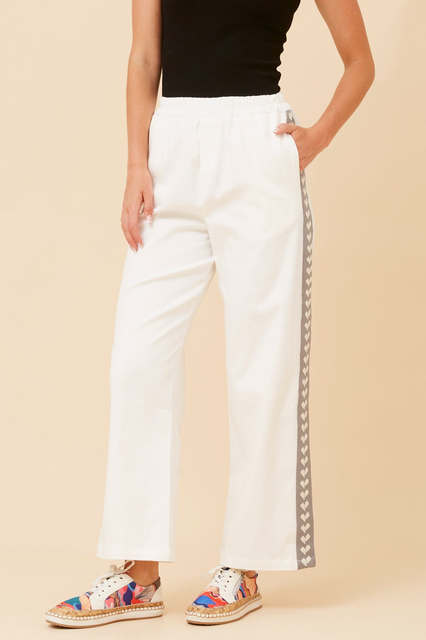 Heart Stripe Cotton Track Pants