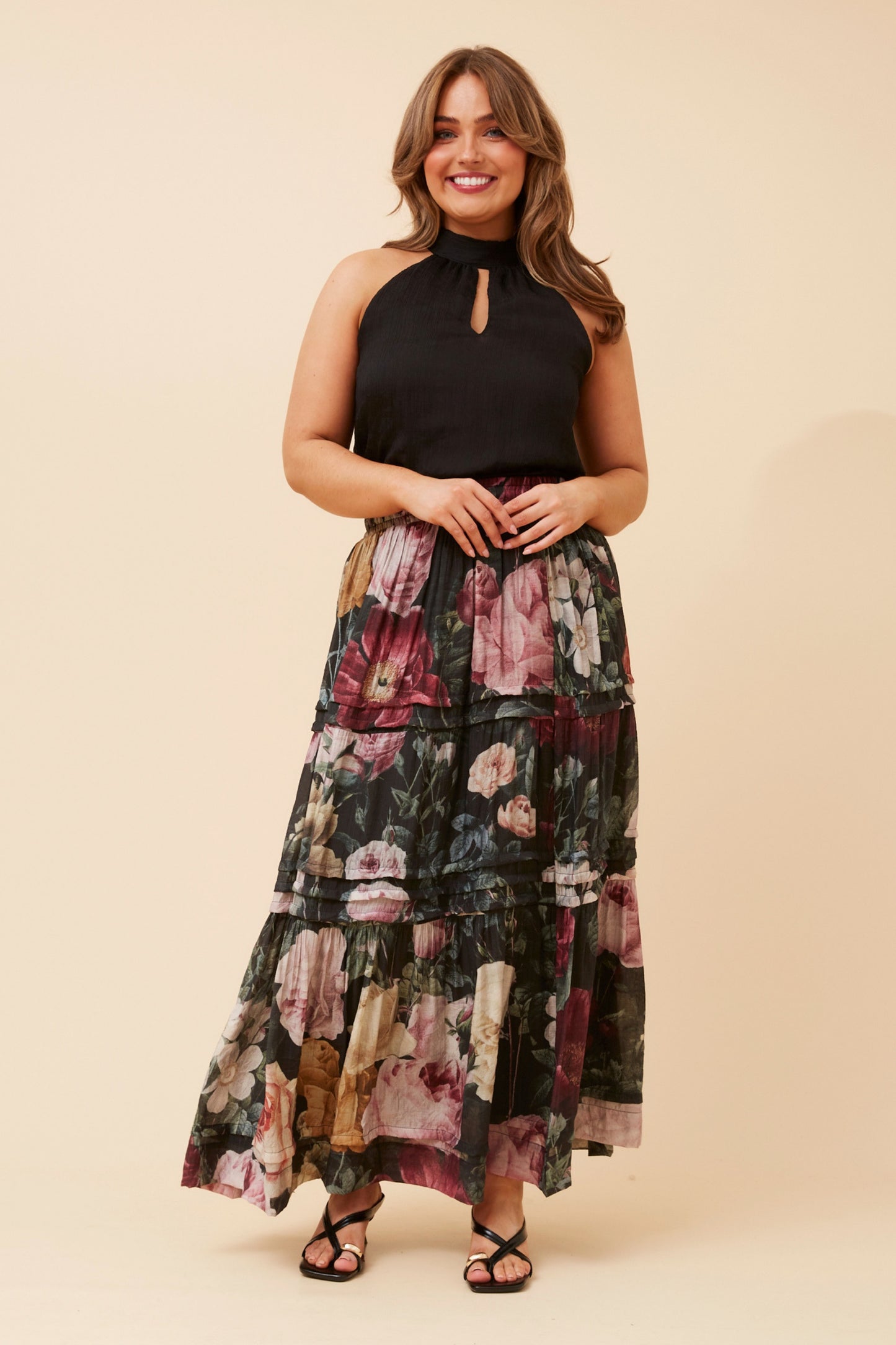 Floral Tiered Maxi Skirt