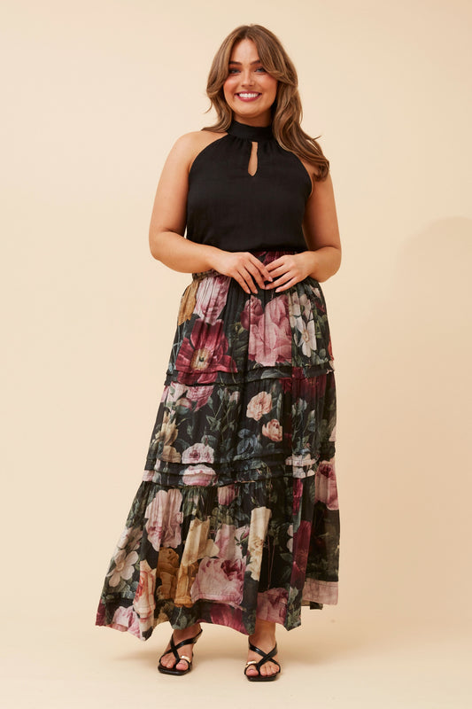 Floral Tiered Maxi Skirt
