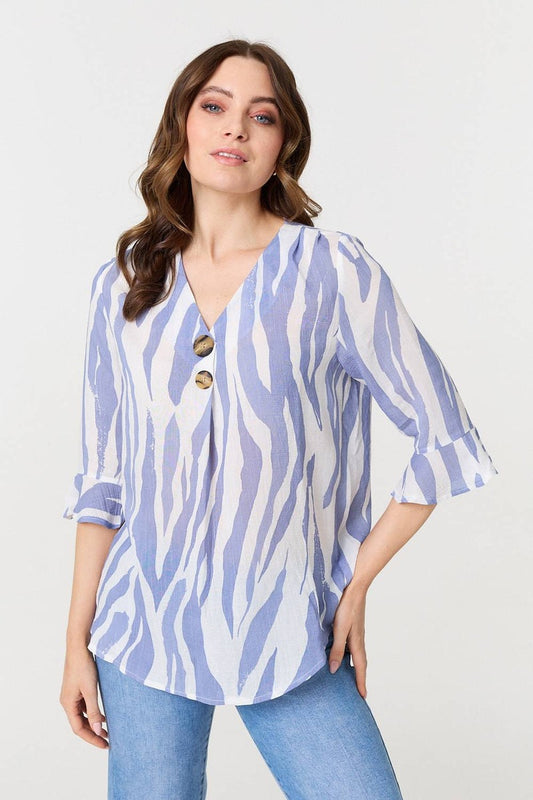 Zebra Stripe 2 Button Top