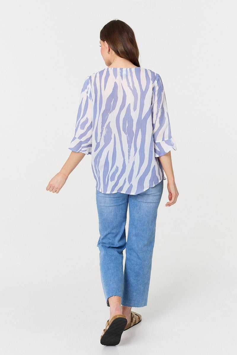 Zebra Stripe 2 Button Top