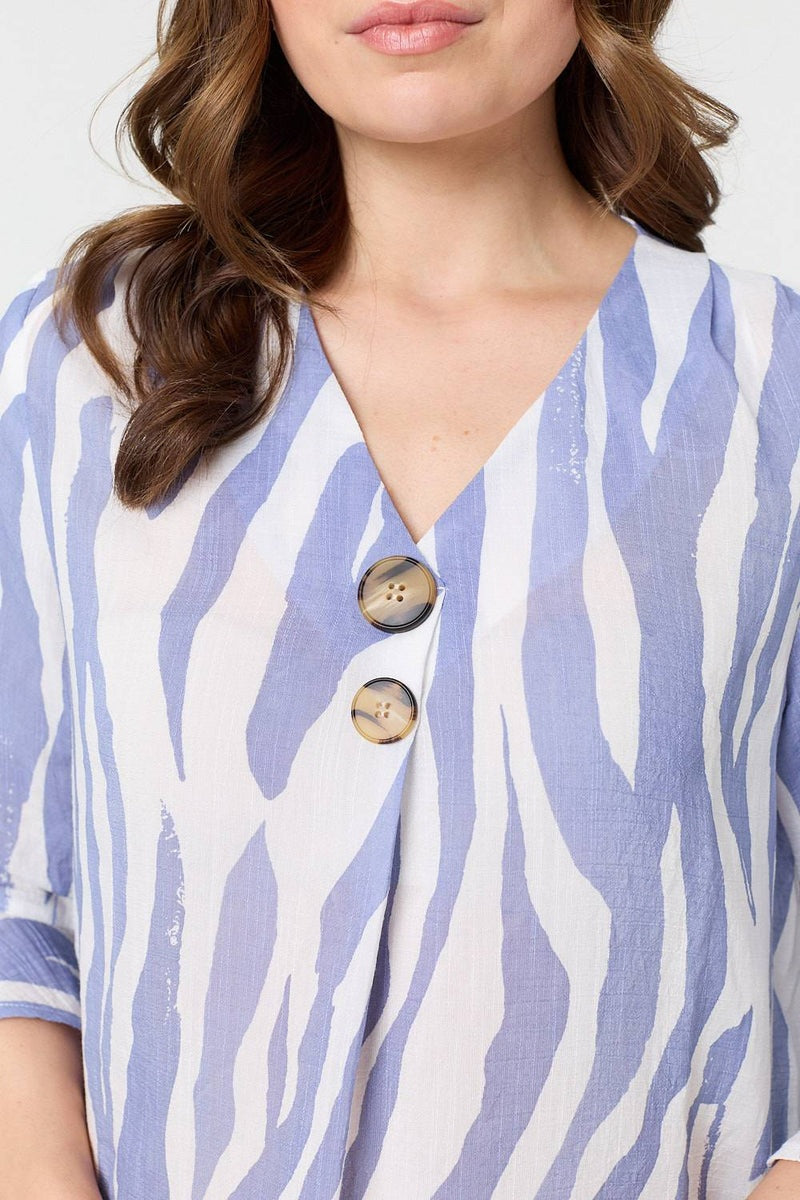 Zebra Stripe 2 Button Top