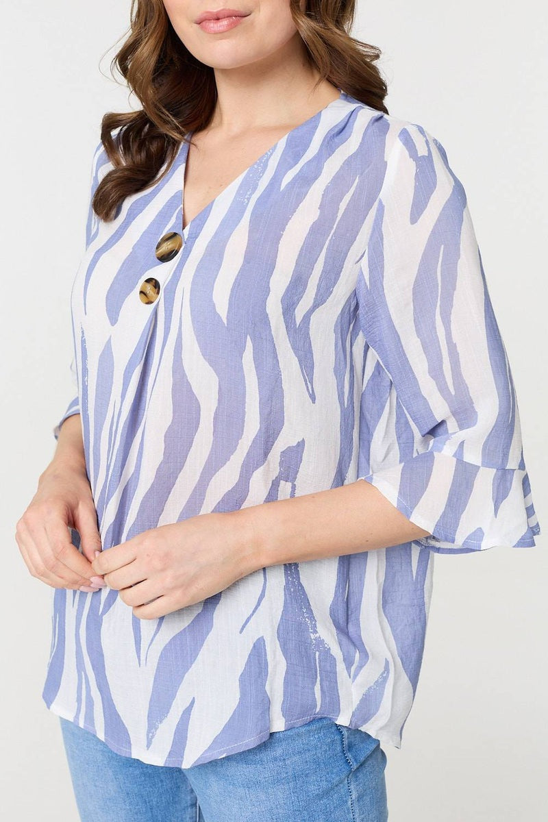 Zebra Stripe 2 Button Top