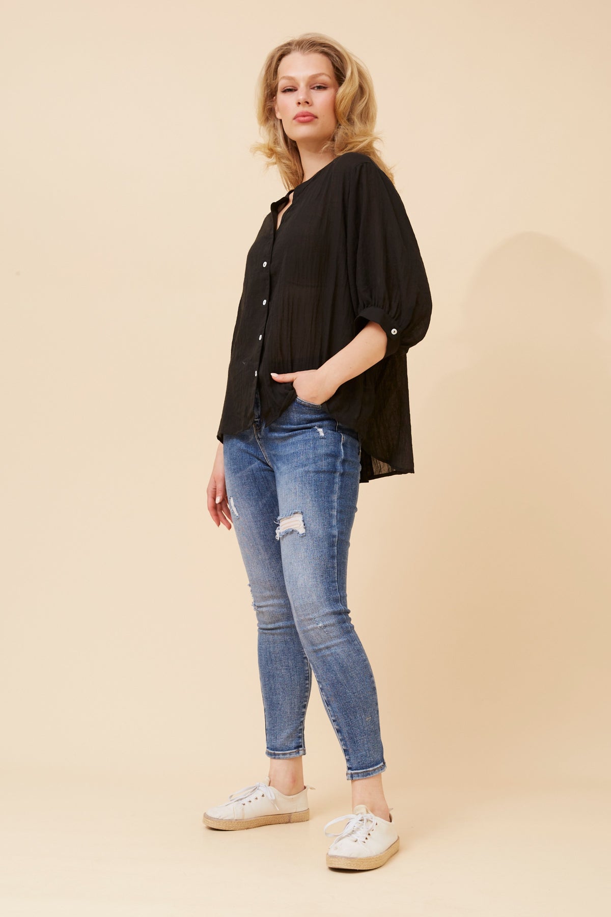 Classic Button Back Oversized Shirt