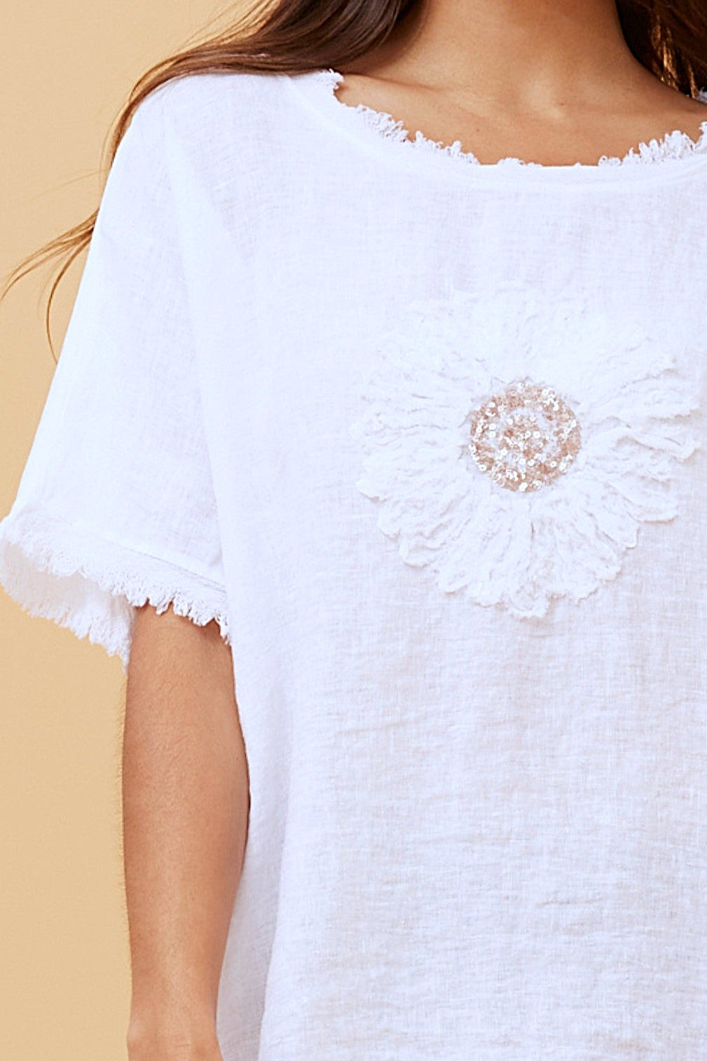 Daisy Fringe Italian Linen Top