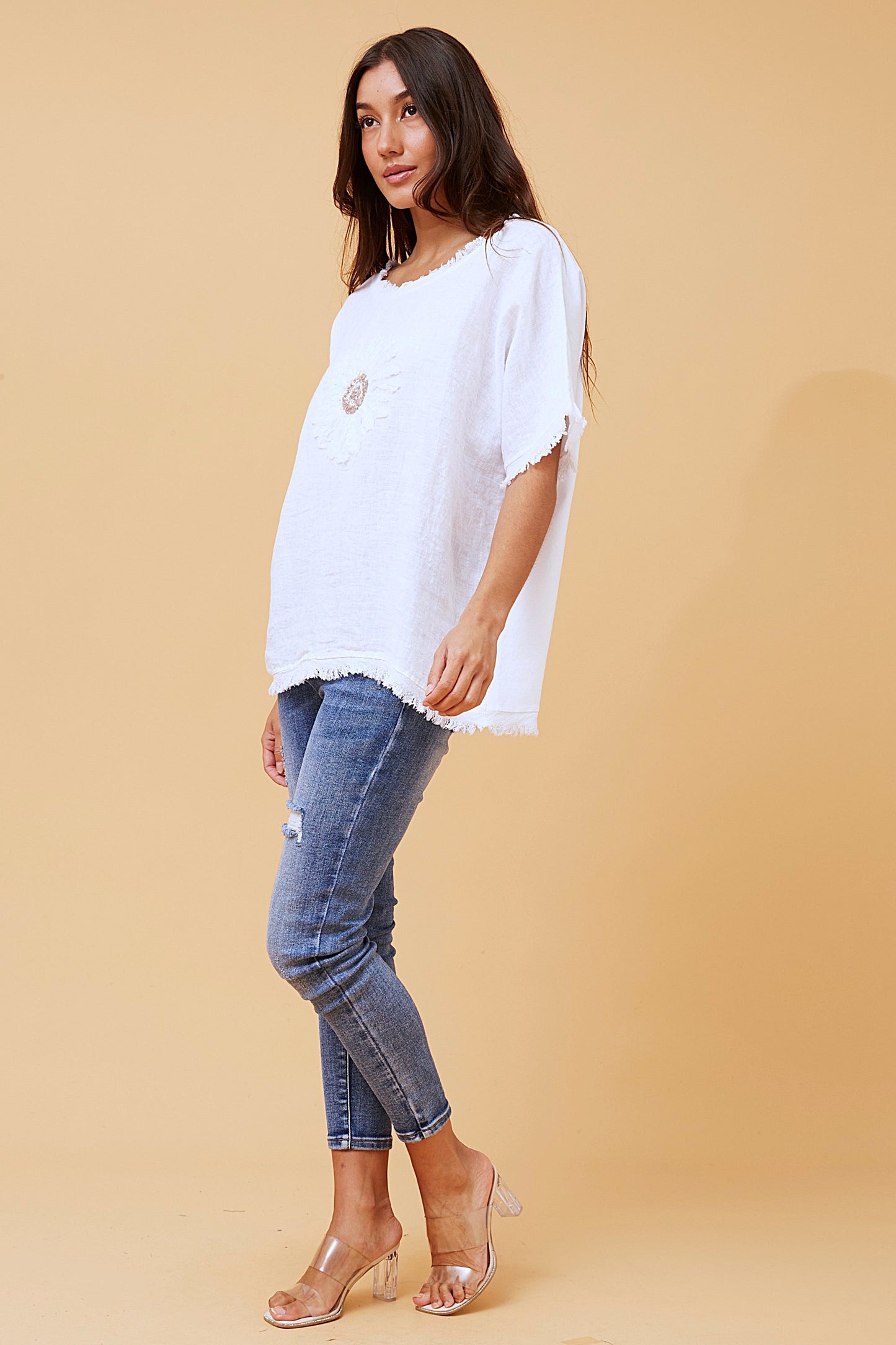 Daisy Fringe Italian Linen Top