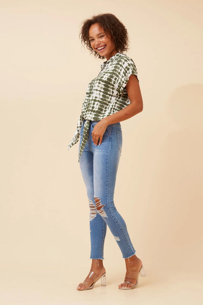 Tie-Dyed Stripe Italian Shirt