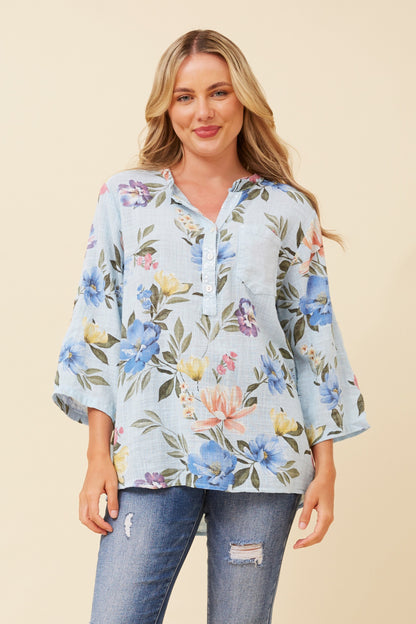 Floral Sequins Italian Cotton Shirt