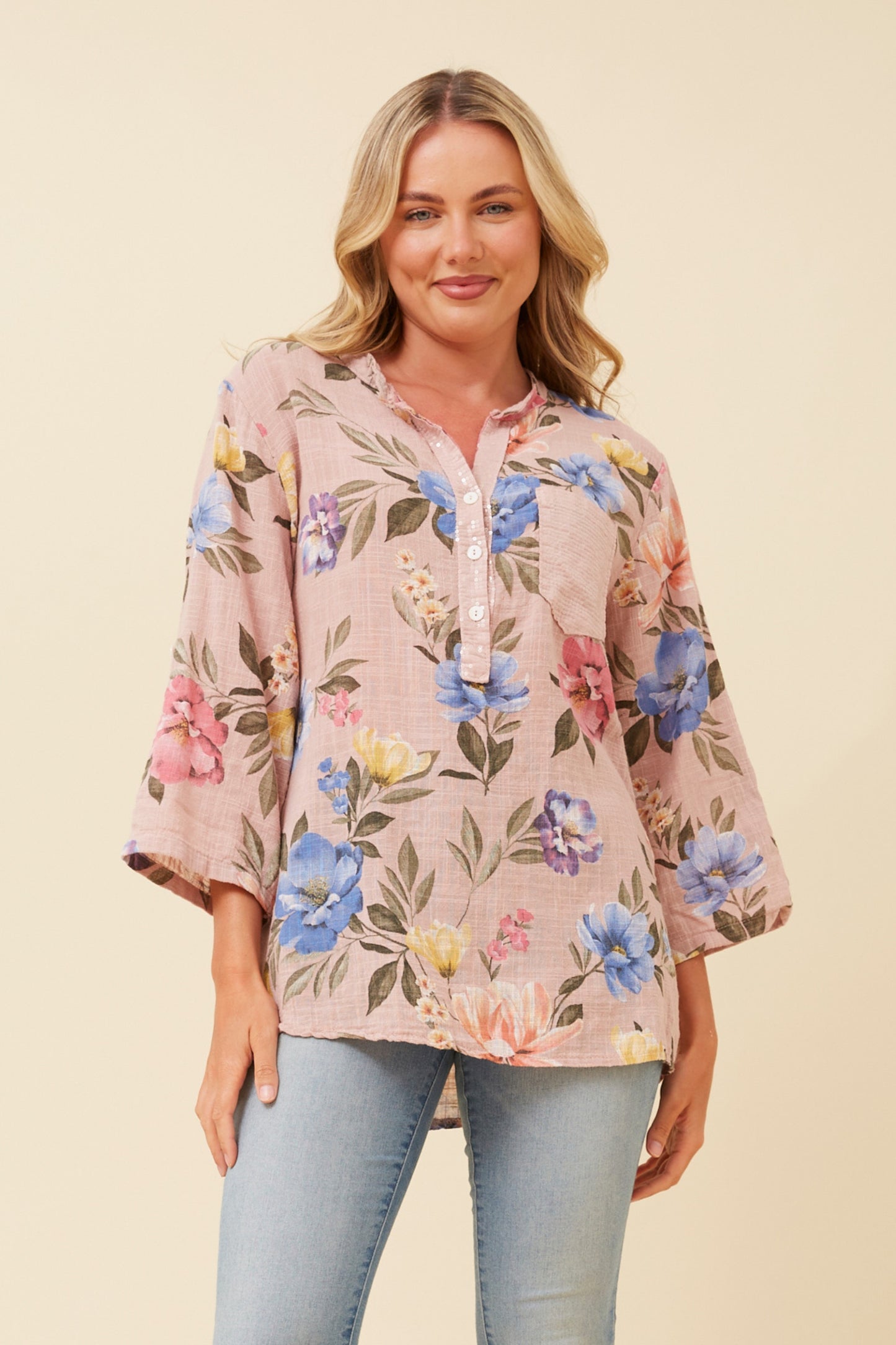 Floral Sequins Italian Cotton Shirt