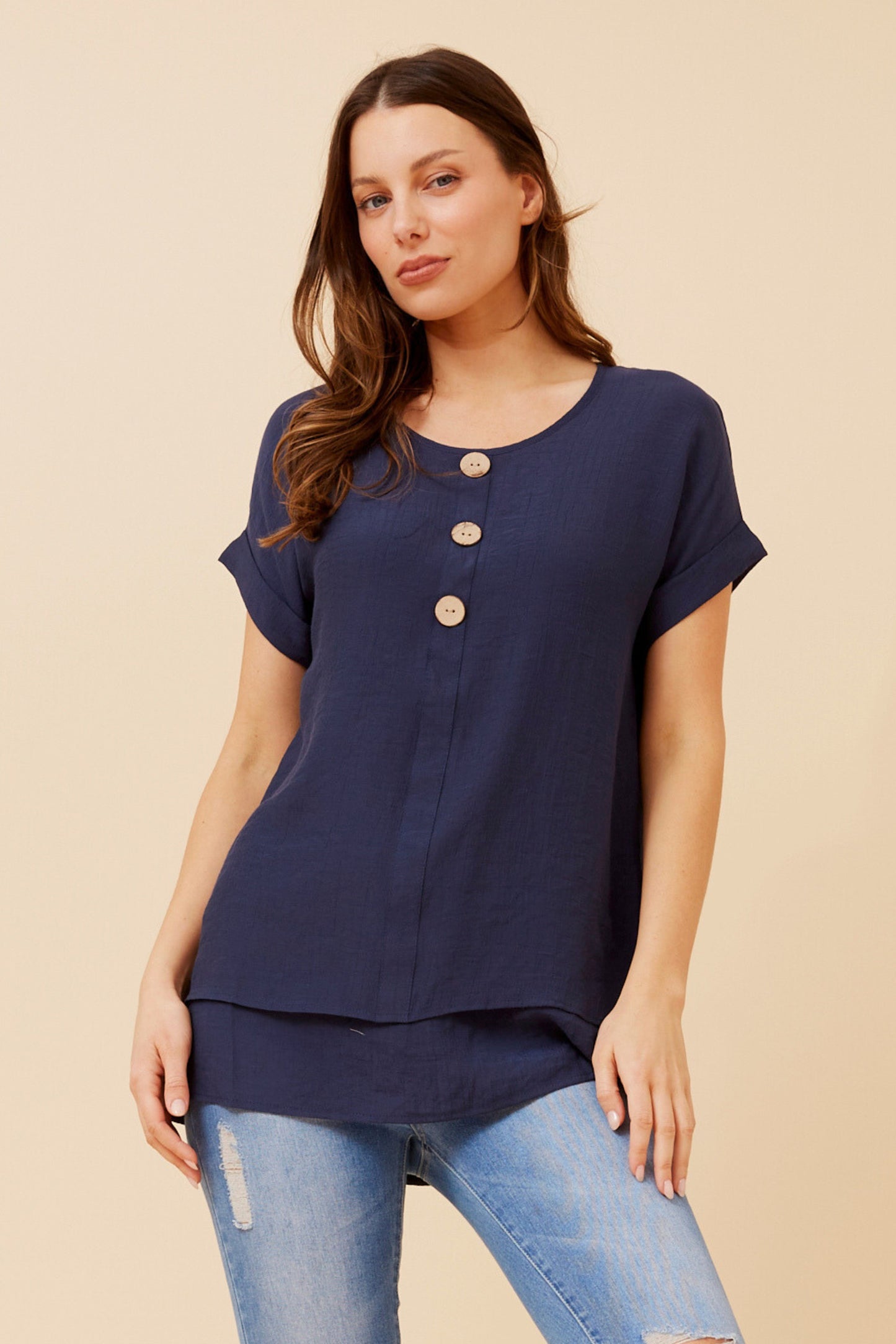 3 Button Layered Top