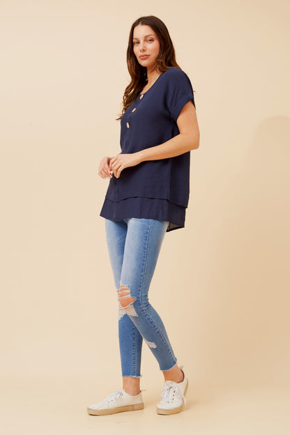 3 Button Layered Top