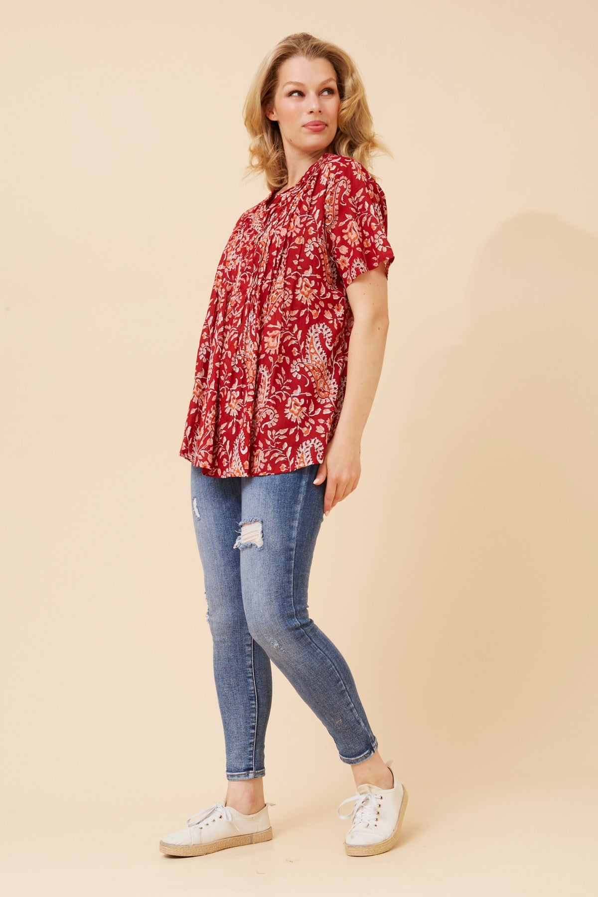 Paisley Vines Pintuck Blouse
