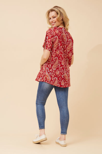 Paisley Vines Pintuck Blouse