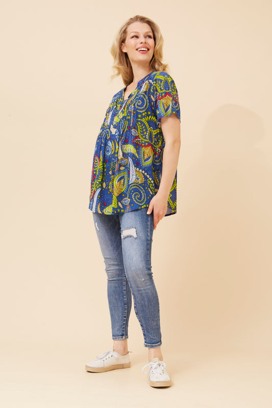 Garden Mosaic Pintuck Blouse