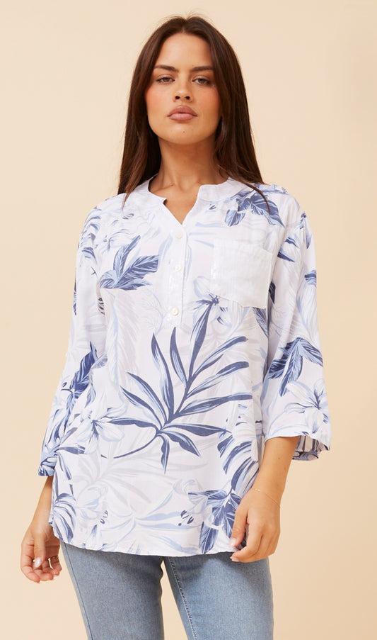 Leafy Sequins Italian Cotton Shirt