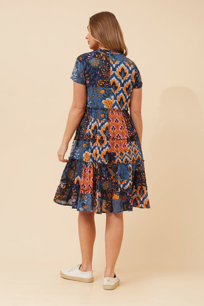 Patchwork Frill Tiered Short Dress