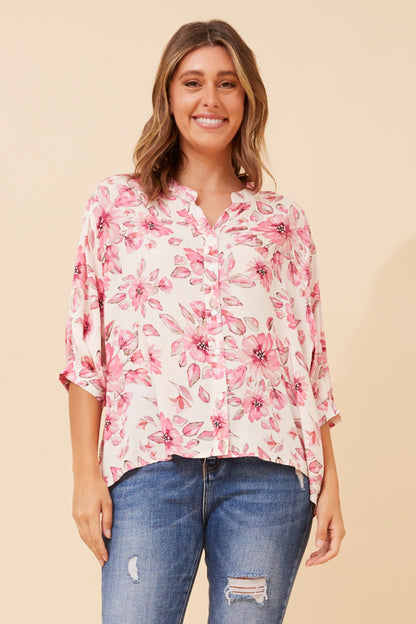Cherry Blossoms Button Back Oversized Shirt