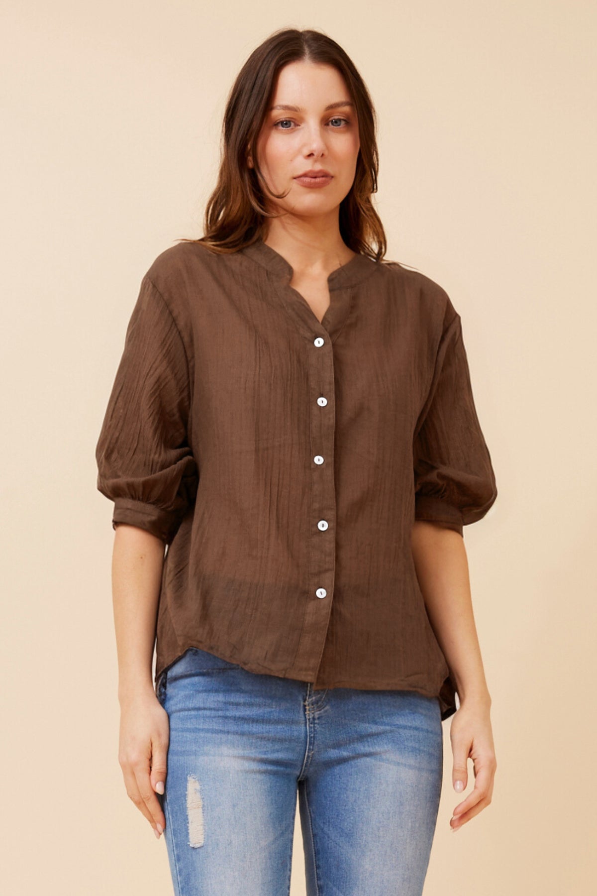 Classic Button Back Oversized Shirt