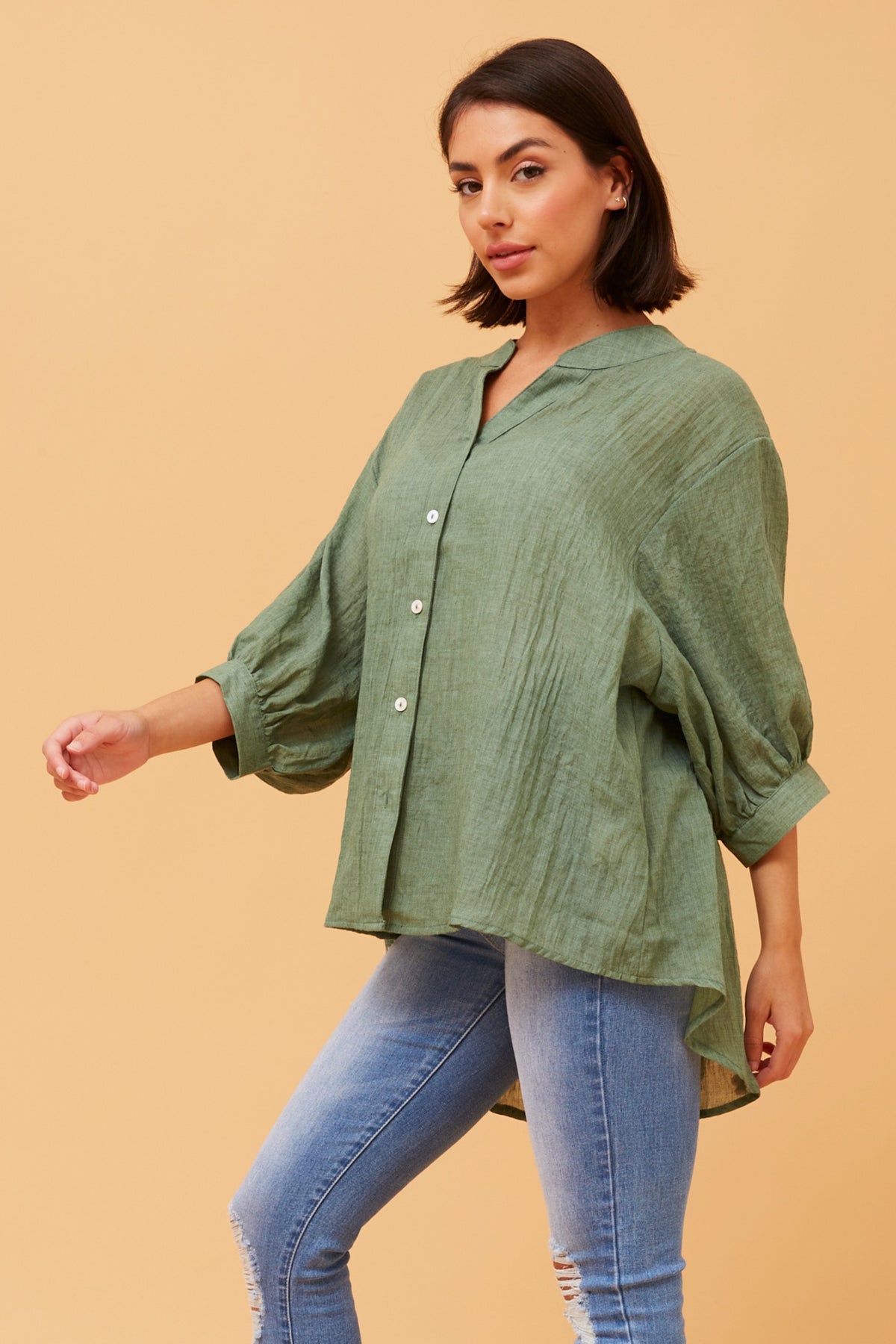 Classic Button Back Oversized Shirt