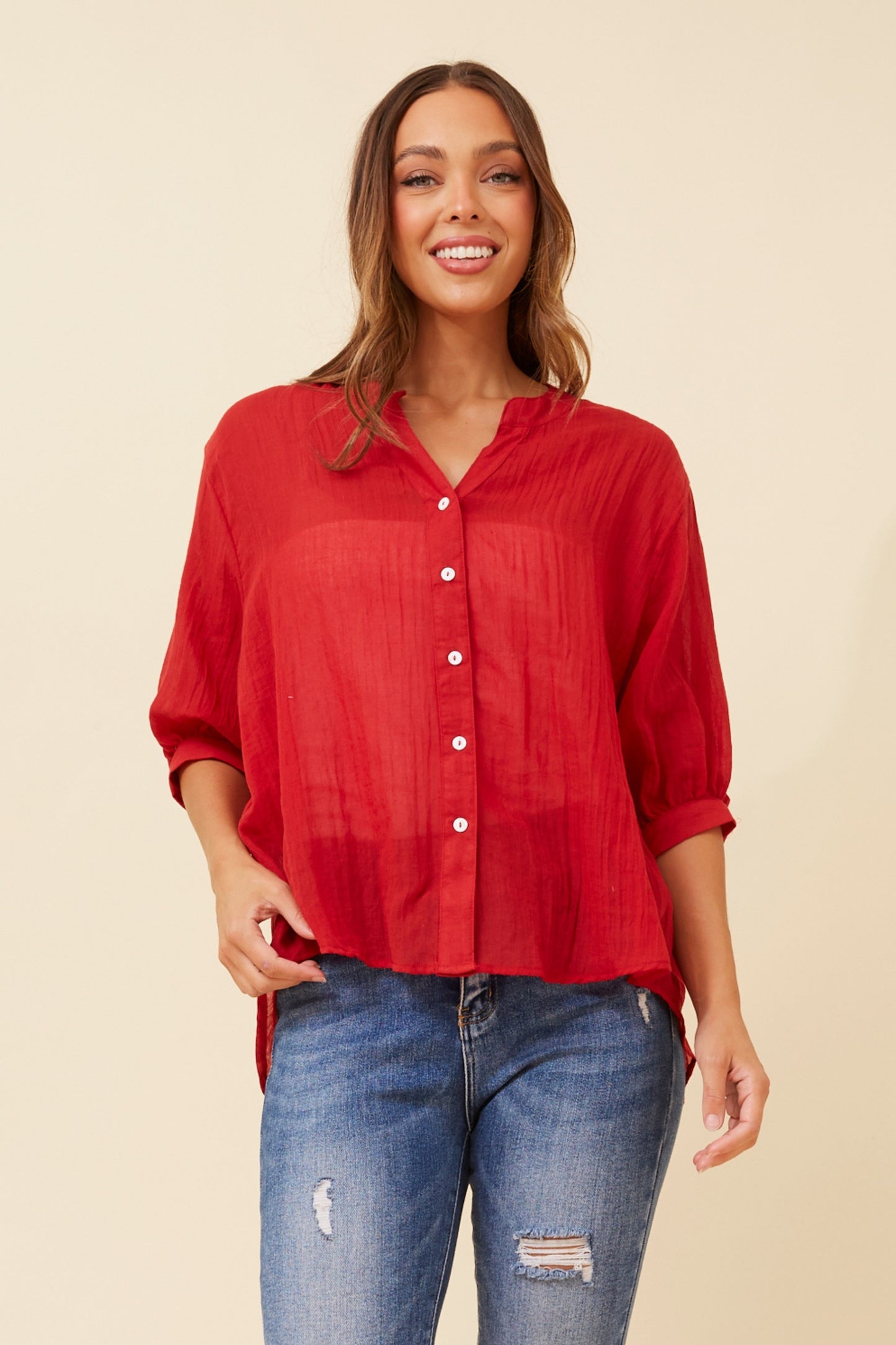 Classic Button Back Oversized Shirt