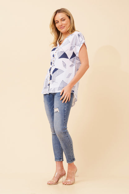 Triangles Button Down Blouse