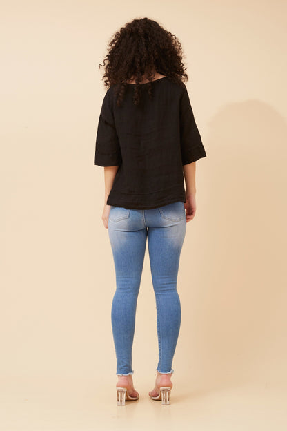 3 Button Italian Linen Top