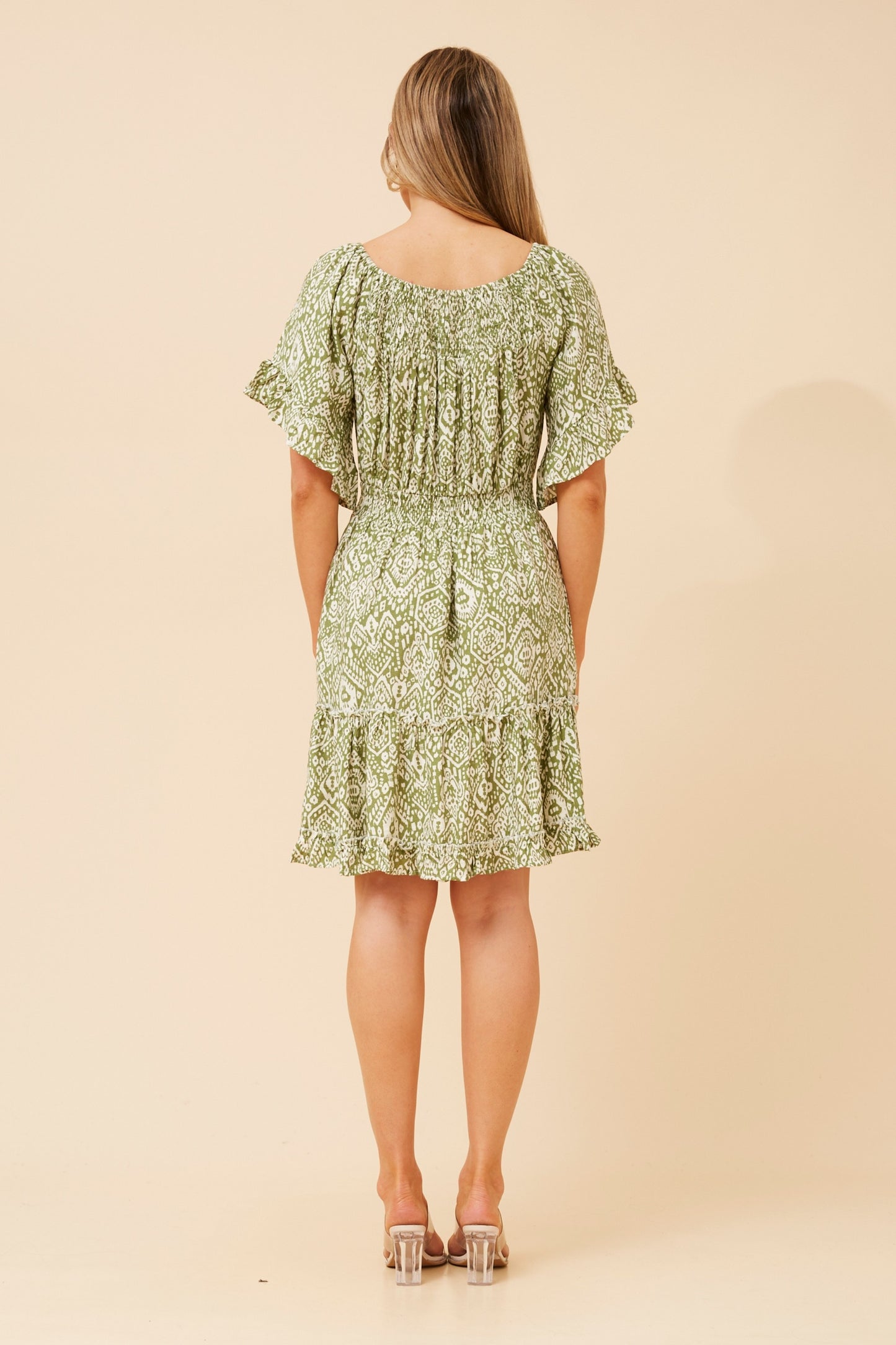 Tribal Short Blouson Tiered Dress