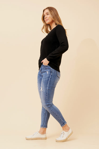 Wavy Rib Knit Jumper