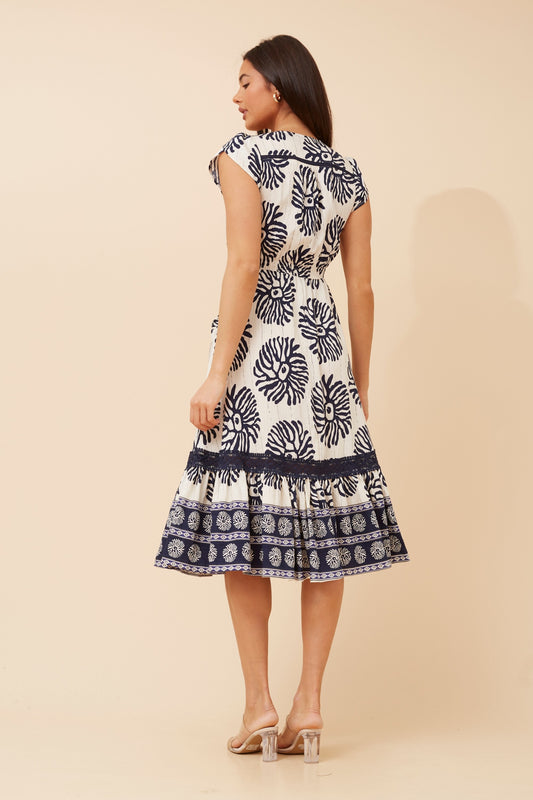 Coral Reef Fit N Flare Midi Dress