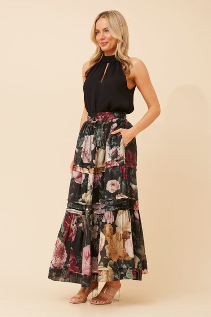 Floral Tiered Maxi Skirt
