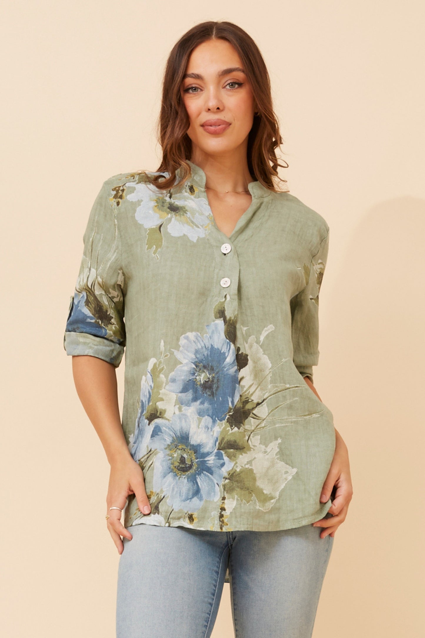 Floral 2 Button Italian Top