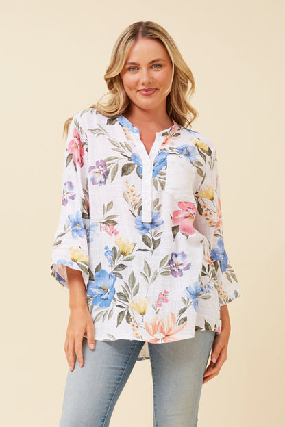 Floral Sequins Italian Cotton Shirt