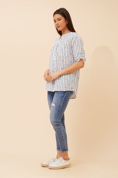 Candy Stripes & Hearts Italian Cotton Shirt