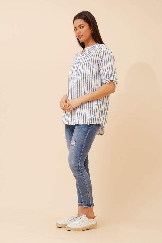 Candy Stripes & Hearts Italian Cotton Shirt