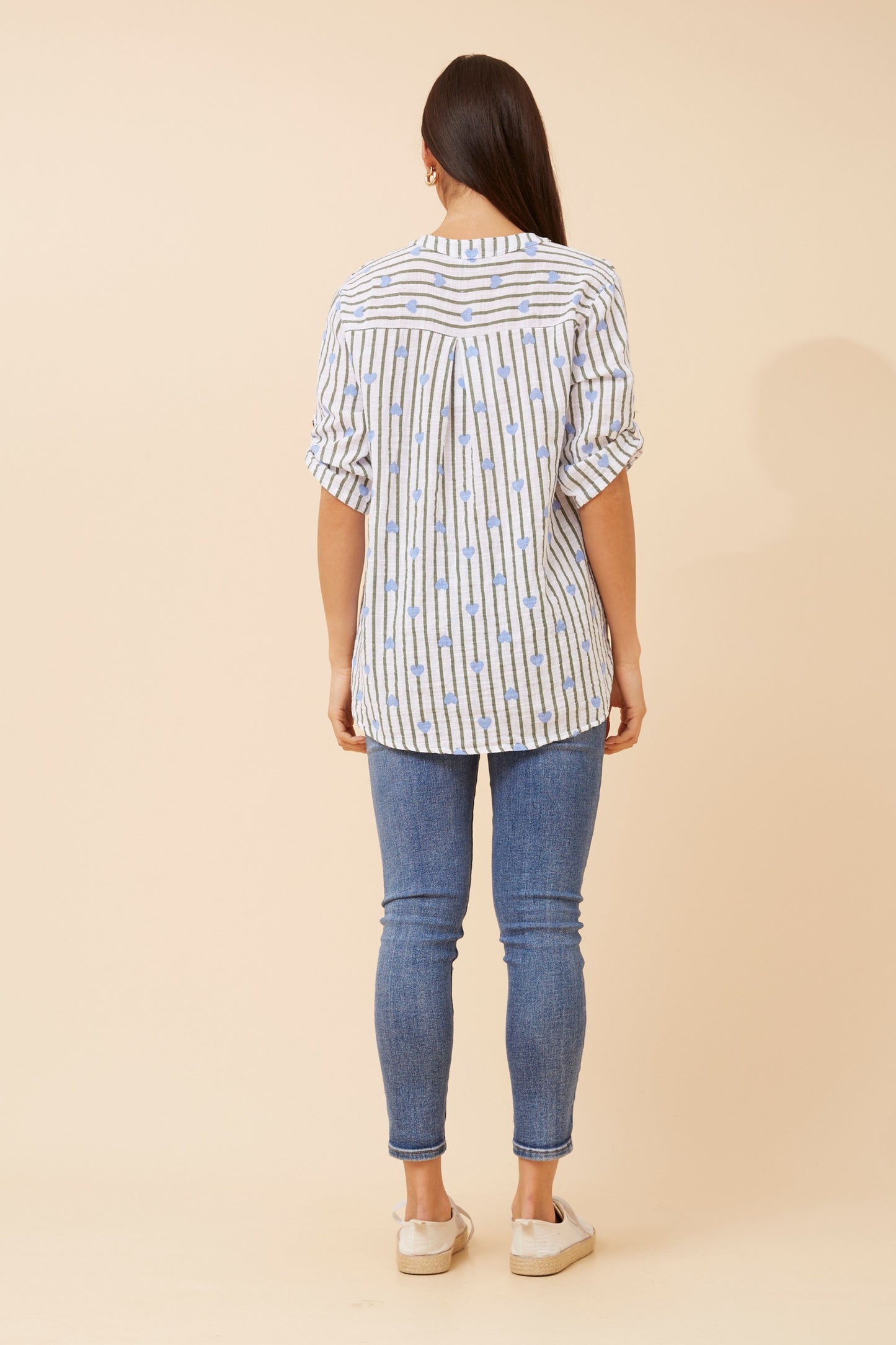Candy Stripes & Hearts Italian Cotton Shirt