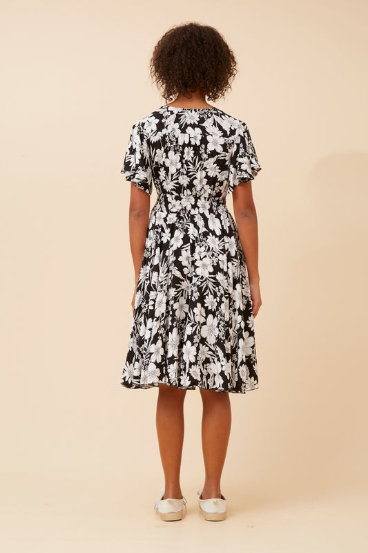 Wildflower Flutter Sleeve Fit N Flare Dress