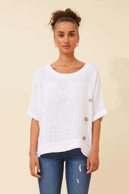 Side Buttons Italian Linen Top