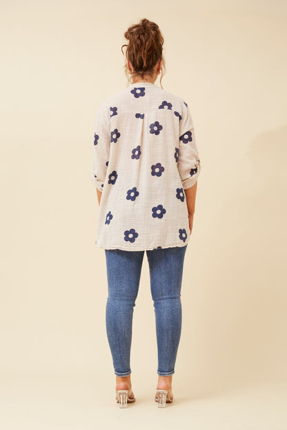 Floral Cotton Button Down Shirt