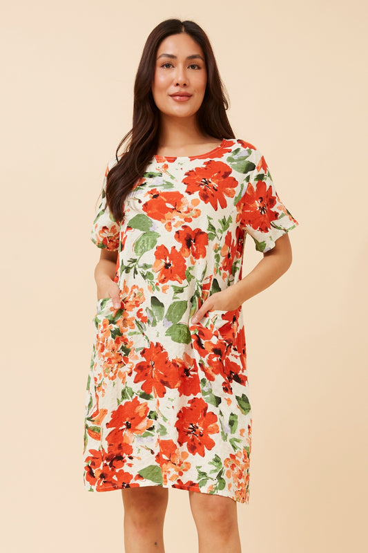 Poppies Pocket Short Shift Dress