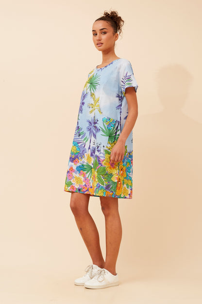 Tropical Beach Pocket Short Shift Dress